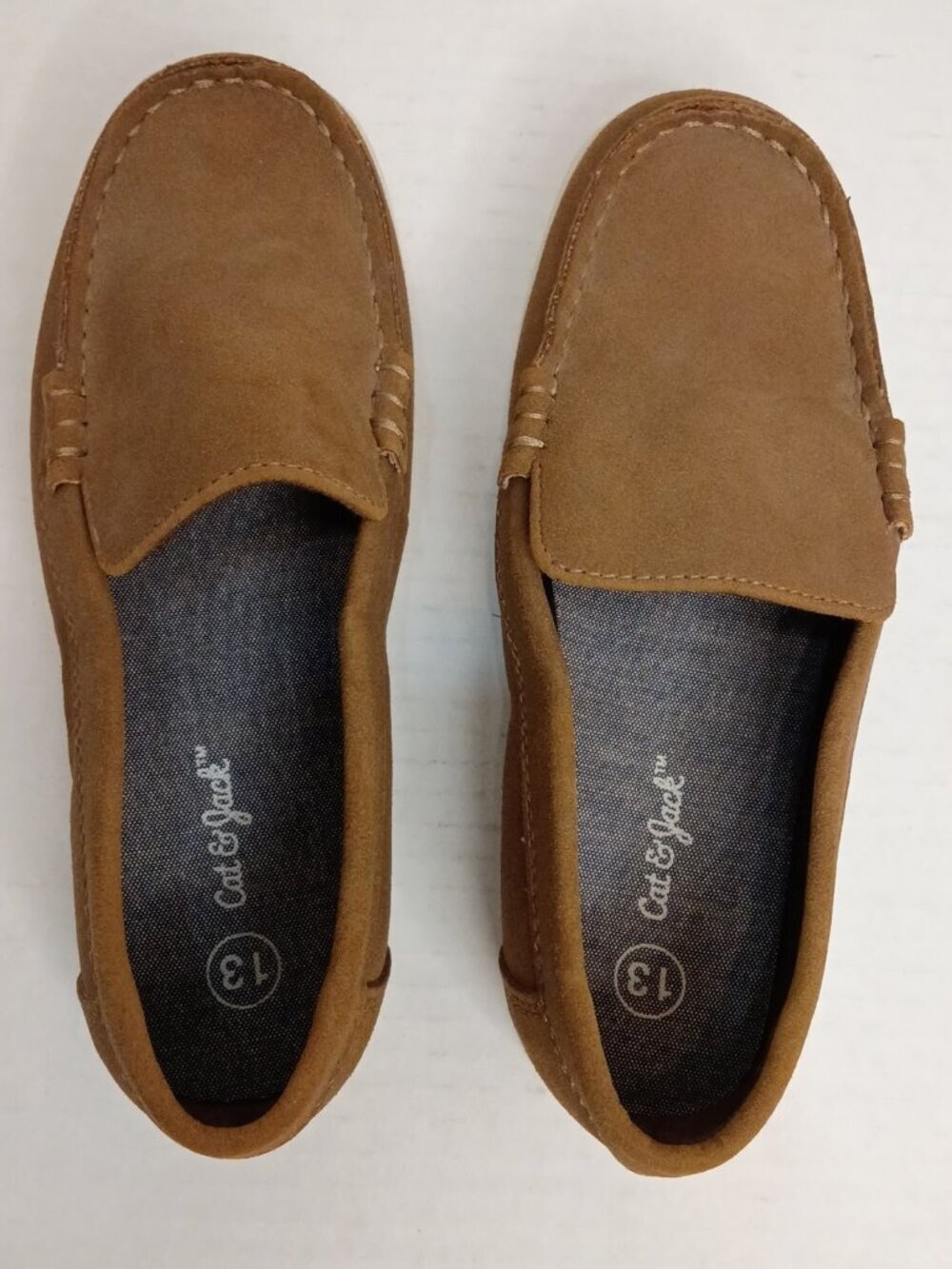 Cat & Jack Boys Alden Faux Suede Slip-On Loafers Size 13 Cognac